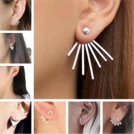 

1Pair Gothic Punk Vintage Geometric Circle Triangle Flower Earrings T word Earrings Women's 2019 European Fashion Earrings