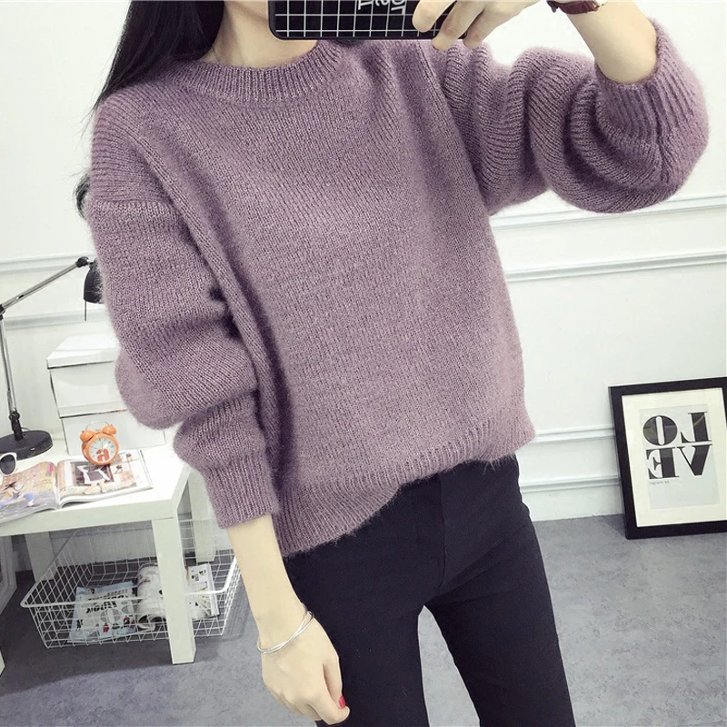 

2018 ZuoLunOuBa Women autumn winter new thick sweater tops students solid color loose long sleeve pullover