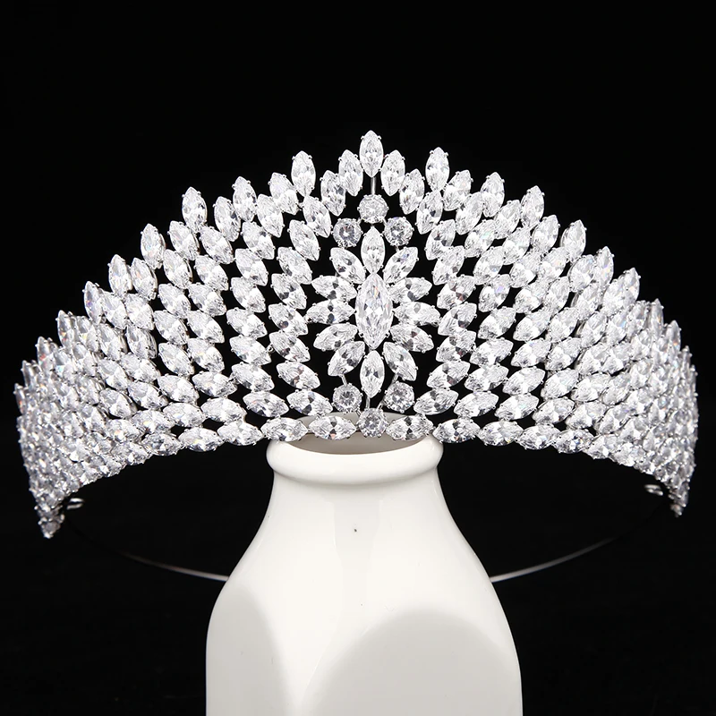 

New Fashion luxury Vintage Paved CZ Crown Cubic Zircon Wedding bride banquet dinner Tiaras Hair Jewelry free shipping