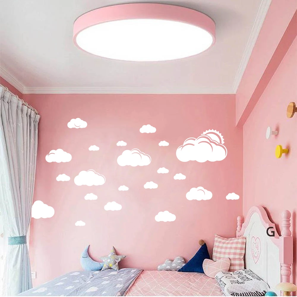 Cartoon Sun Clouds Sky Wall Decal Baby Nursery Kids Room Cute Clouds Sun Nature Wall Sticker Bedroom Playroom Vinyl Home Decor (3)