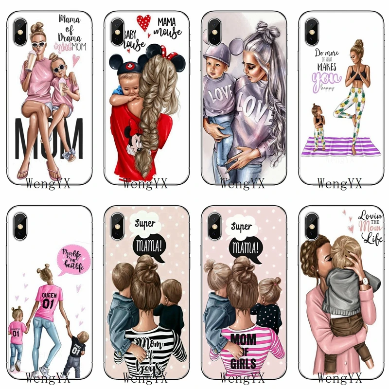 

Super MaMa baby mom girl Princess For Apple iPhone X XR 8 7 plus XS Max 6s 6 plus SE 5s 5c 5 4s 4 TPU Soft phone cover case