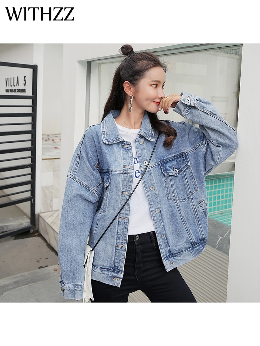 

WITHZZ Denim Female Jacket Embroidered Clothing Coat Fashionable Jean Jacket Spring Autumn Ladies' Clothing