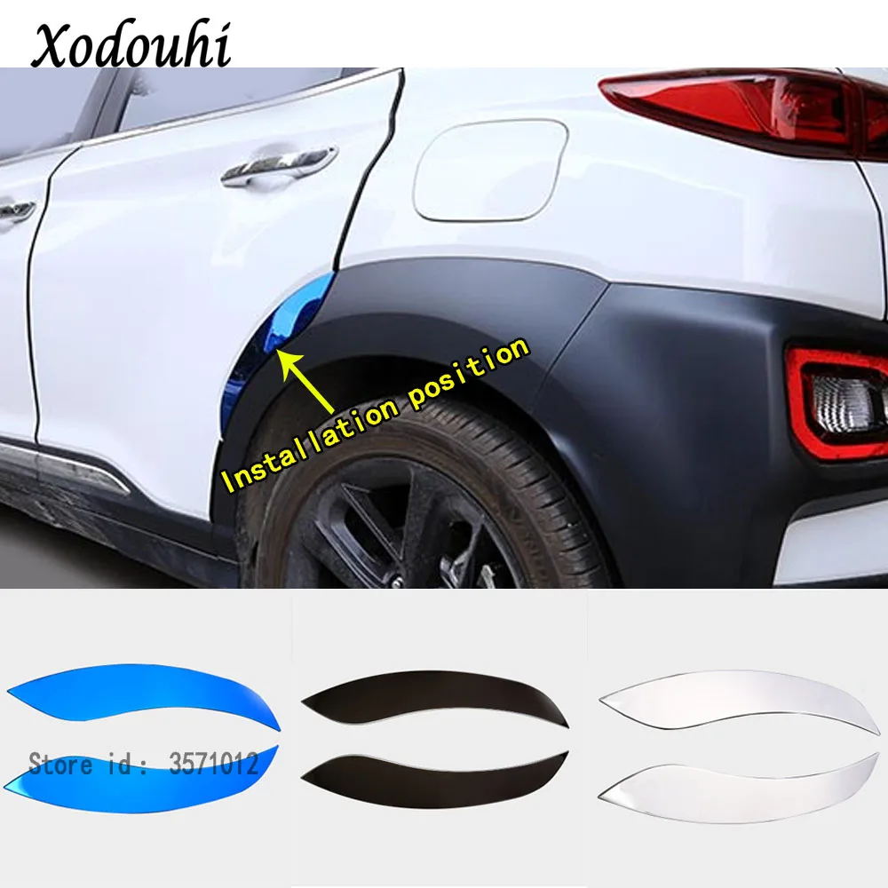 

For Hyundai Kona Encino Kauai 2017 2018 2019 Car sticker base cover rear back Spoiler side triangle Wheel eyebrow trim hood 2pcs