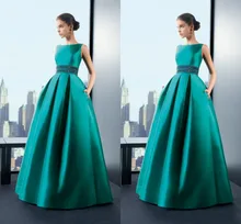 Gorgeous Emerald Green Abendkleider Festliche Kleider A-Line High Neck Sleeveless Taschen Prom Kleider Lang Promi-kleider