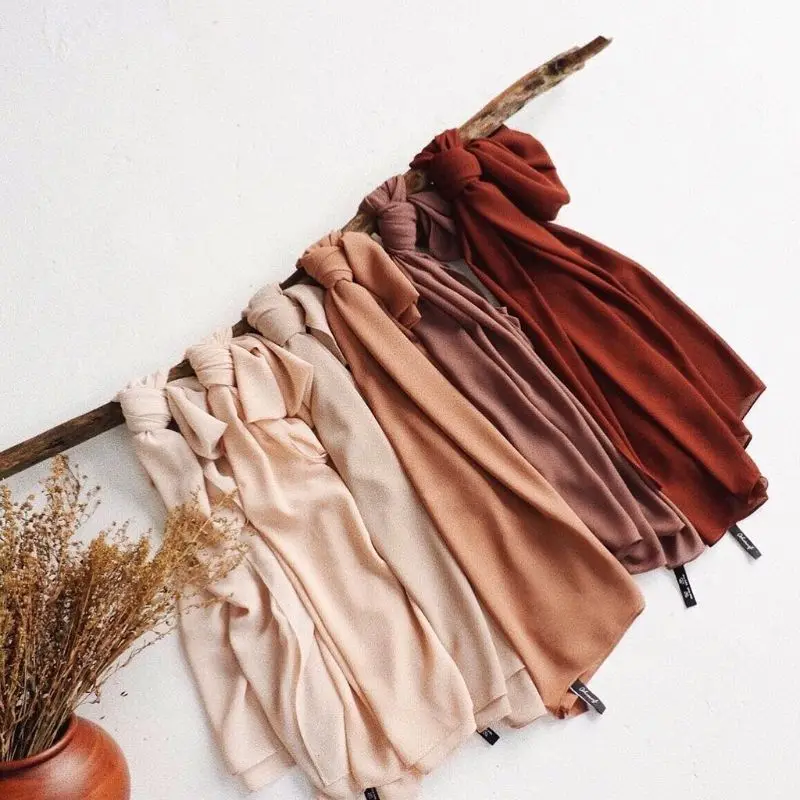 

22 Colors Malaysia Muslim Hijabs Women Candy Solid Color Plain Shawl Summer Chiffon Head Wrap Multi-Function Headscarf 180x75CM