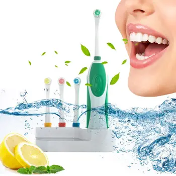 

Electric Toothbrush Clean Tooth Gums Rotating With 4pcs Brush Head Replacement Waterproof Adults Children