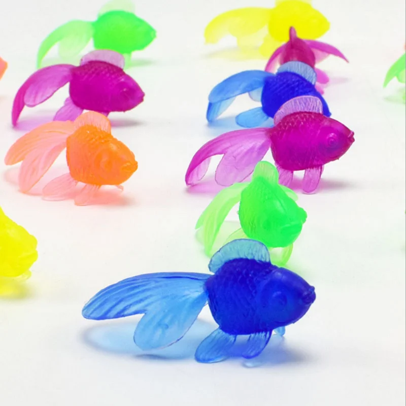 

10 Pcs/set Interesting creativity Children Toy Plastic Simulation Small Fish colored Gold Fish Soft Rubber Color Random