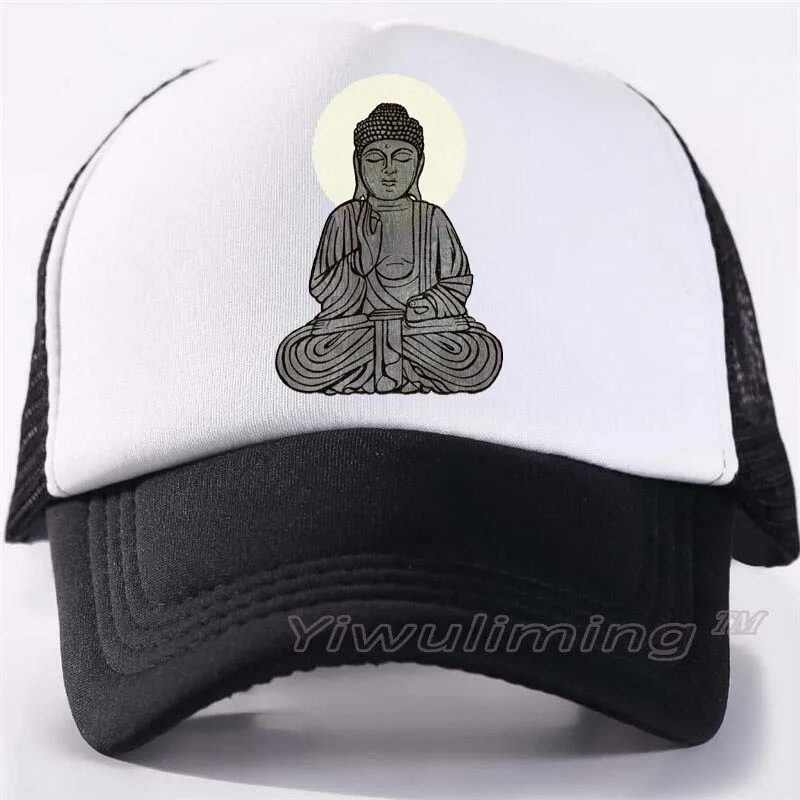 

New Summer Trucker Caps Gautama Buddha Weath Cool Summer Black Adult Cool Baseball Mesh Net Trucker Caps Hat for Men Adjustable