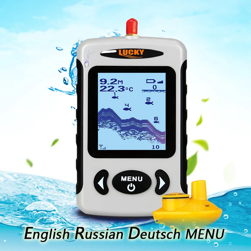 

Lucky Russian Menu Wireless Sonar Portable Fish Finder Sensor Echo Sounder 0.7-45M Fishing Detector Alarm River Lake Sea c3