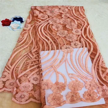 

Nigerian Lace Fabric Bridal Fashion African French Lace Fabric 5Yards Tulle Mesh Net Lace Materials for wedding dress xw75-64