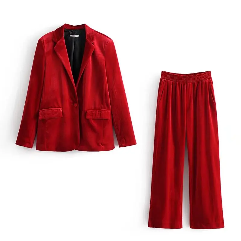 

Set female 2019spring and autumn new solid color suit high waist casual pants two sets of temperament wild loose women's clothes