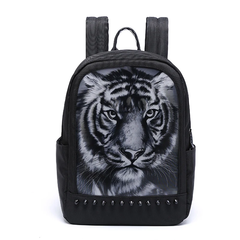 

2019 Men's Backpack Women's Casual Computer Package Personality Wolf head Rivet Oxford Bag School Bags For Teenage Boys Bagpack