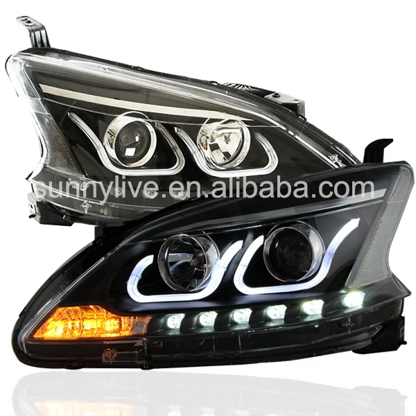 For Nissan Sylphy B17 Sentra 2012-2014 year LED Headlight U style Angel Eyes Projector Lens LF | Автомобили и мотоциклы