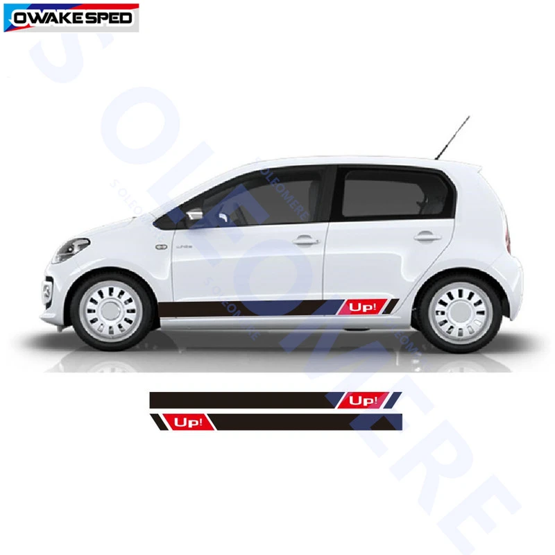 For Volkswagen UP Black Side Skirt Stripe Sticker Gray Can Be