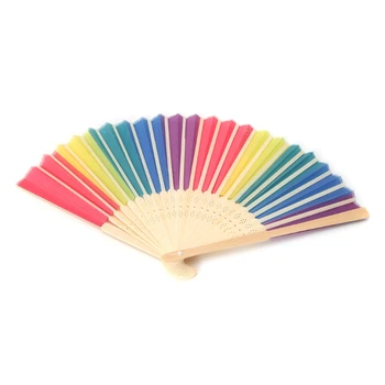 

Rainbow Hand Held Folding Fan Dance For Wedding Themed Parties Decoration Fan