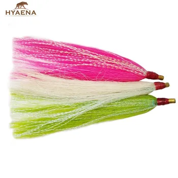 

Hyaena 6pcs/lot Premium Slide Bucktail Tube Fly Fishing Flies Sea Basstail Teaser Soft Fishing Lures Fishing Tackle