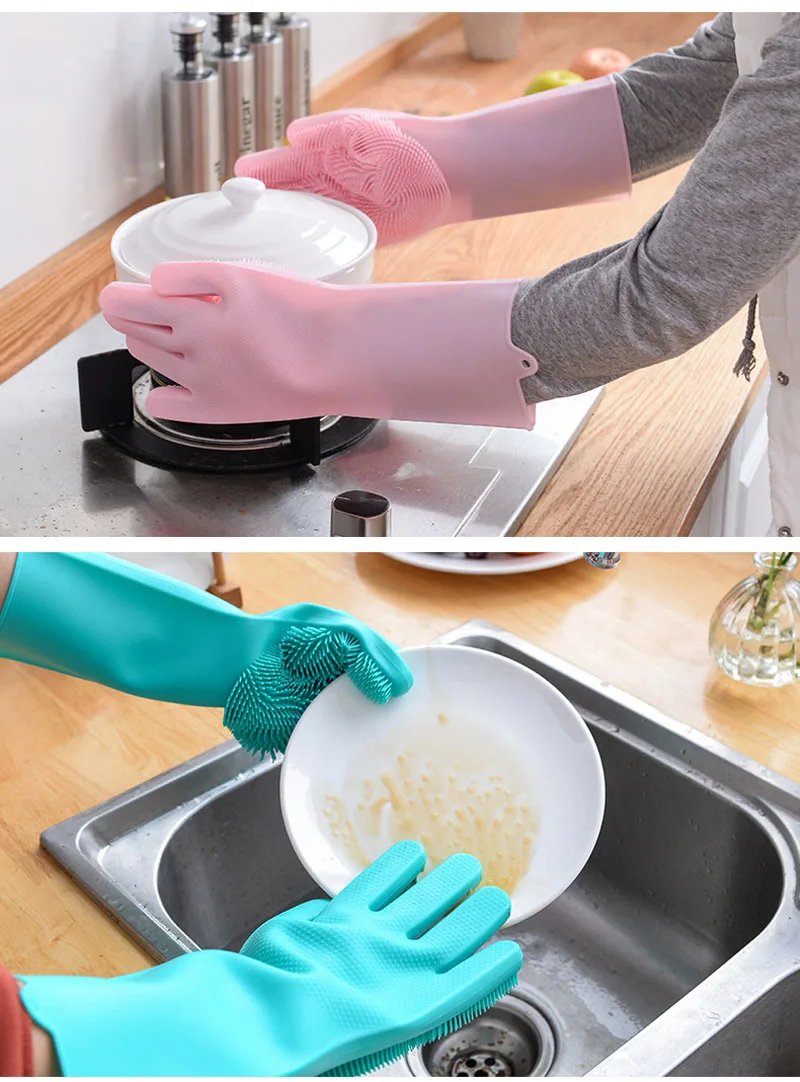 Волшебные силиконовые перчатки для мытья посуды кухонные аксессуары перчатки для мытья посуды бытовые инструменты для чистки автомобиля щетка для домашних животных