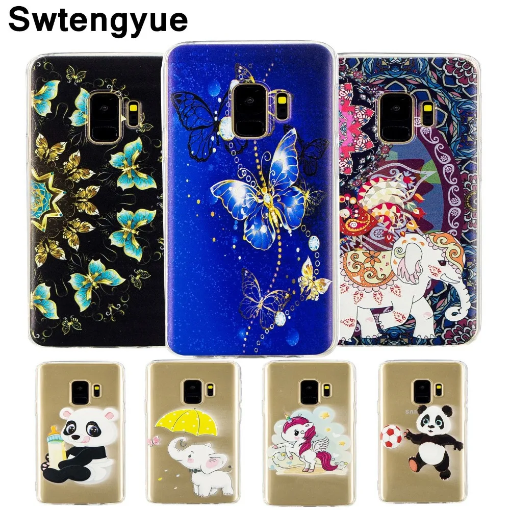 For Fundas Samsung Galaxy S9 Case Painting Soft TPU Transparent Phone Back Cover Coque Plus Cases |