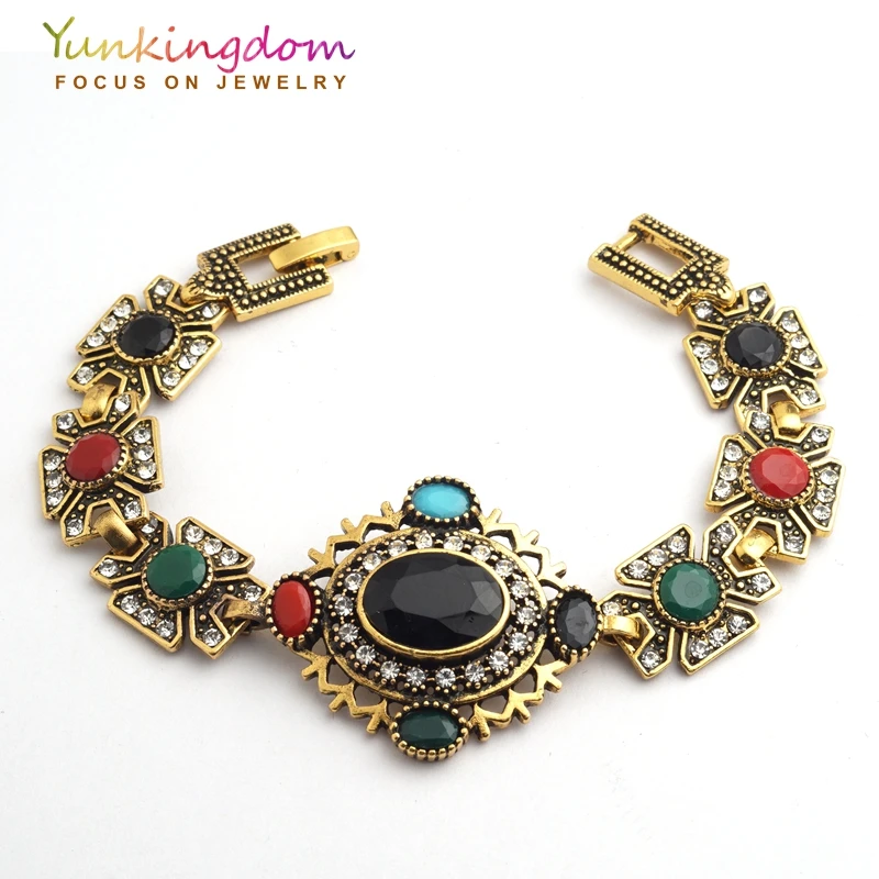 Yunkingdom Gifts Pretty Bracelets Ancient Gold Color Vintage Bracelets Resin Charm Jewelry ...