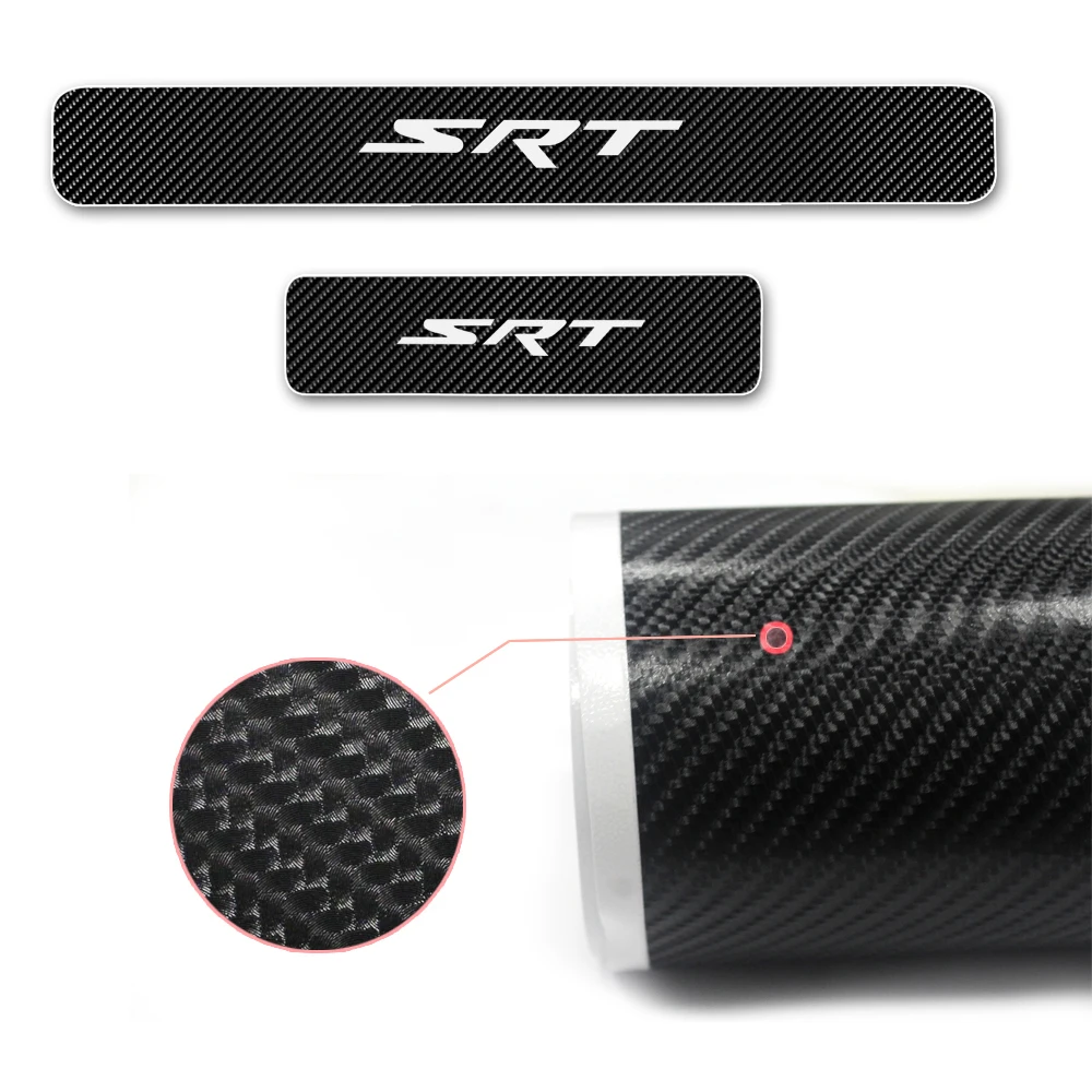 YOWAX For Jeep Grand Cherokee Srt Car Door Sill Plate Protectors-Carbon Fiber Pattern Door Entry Guards Sill Scuff Cover Panel Step Protector 4pcs