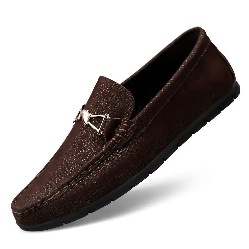 ERRFC/Новое поступление; мужские черные лоферы; модная повседневная обувь без шнуровки, рыбный металл; Мужская трендовая обувь для отдыха; обувь для вождения; 38-46 - Цвет: as photo