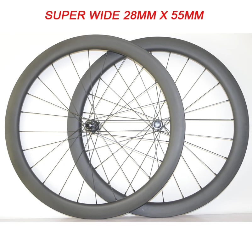 

SUPER WIDE 28MM X 55MM 700C CENTER LOCK 1265G CARBON ROAD DISC CX TUBULAR CLINCHER TUBELESS BICYCLE WHEELS XDR 12 speed