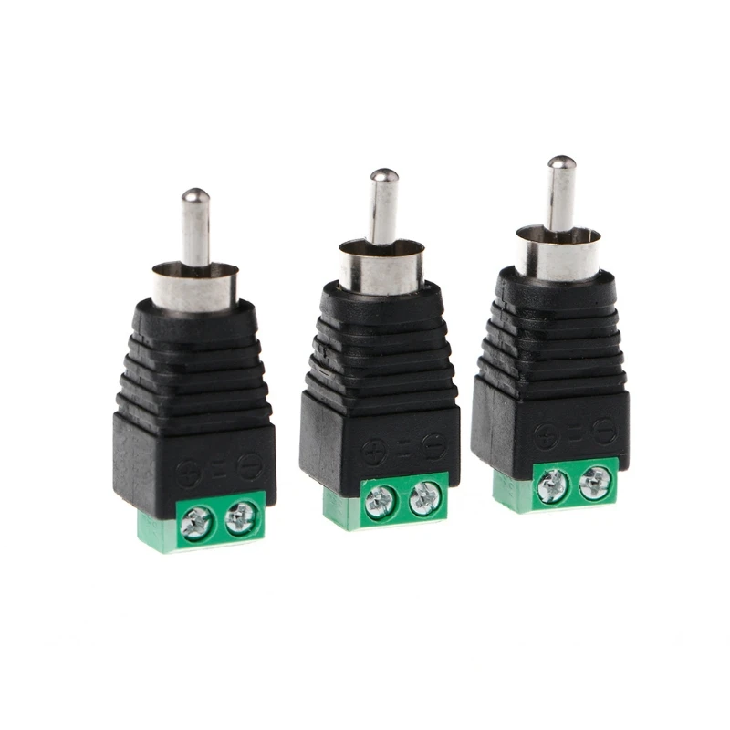 

3Pcs RCA Male Plug to AV Terminal Connector Video AV Balun 2 Screw Dropship -B119
