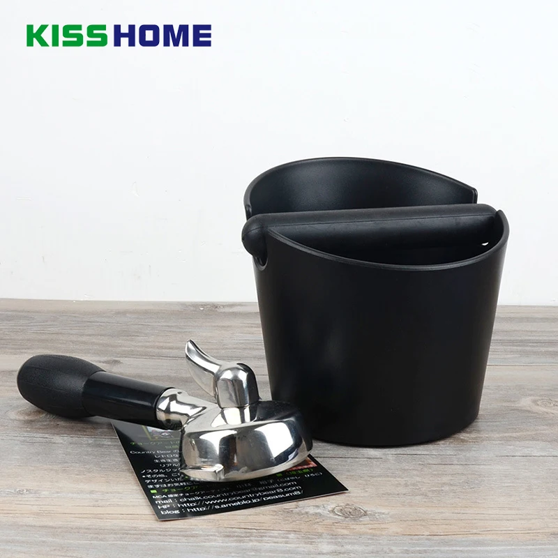Buy 15x15x11cm Black Coffee Tamper Knock Box Deep Bent Design Coffee Slag isn't