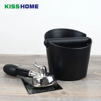 

15x15x11cm Black Coffee Tamper Knock Box Deep Bent Design Coffee Slag isn't Splash Manual Coffee Grinder Coffee Accessories