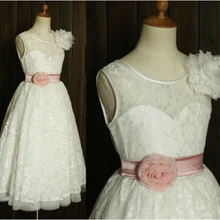 Новое поступление, Платья с цветочным узором для девочек, с поясом, с v-образным вырезом на спине, вечерние бальное платье для свадьбы, для маленьких девочек, детское Пышное Платье