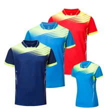 Бесплатный заказ новые рубашки бадминтон Для мужчин/Для женщин, Настольный теннис футболка, теннисные рубашки мужской, спортивные беговые тренировки рубашки A110