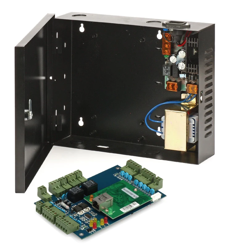 

TCP/IP 2 doors access control board panel with 220V DC 12V Power Supply Color Black Power 30-60W Box for access control system