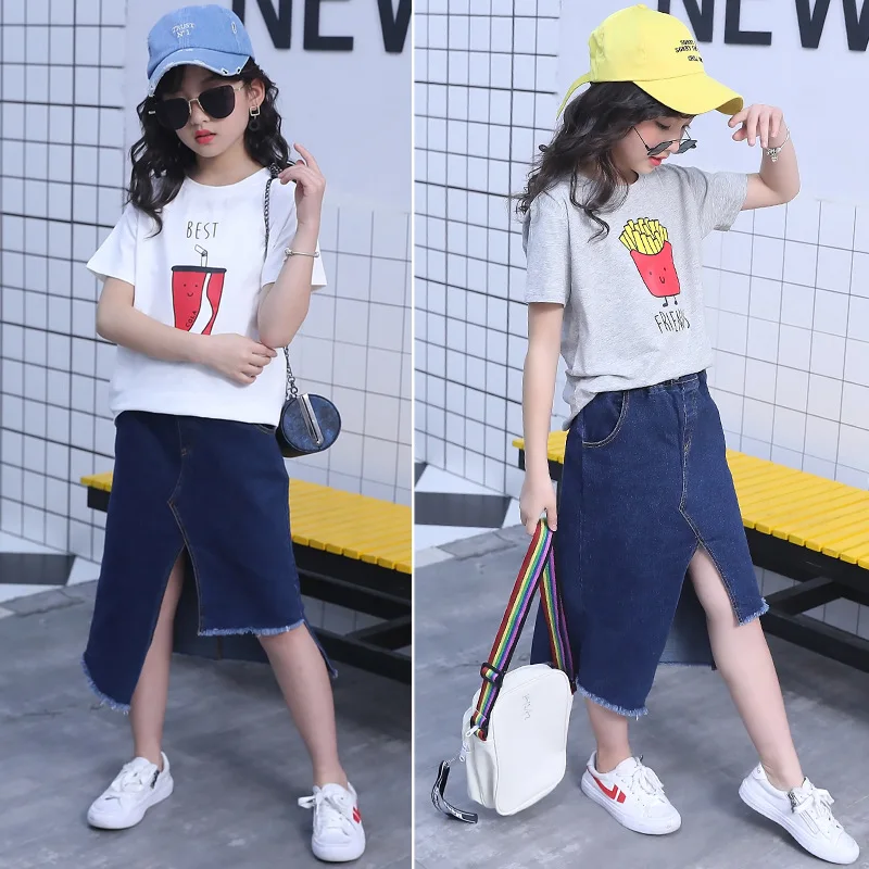 

Kids Clothes Sets For Girls Summer 2018 New Arrival Girls Short Sets T Shirt And Denim Dresses Boutique Girls Clothing Set 4-12Y