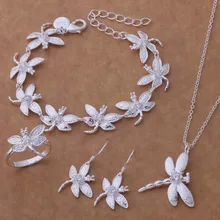 Высокого качества серебряные ювелирные изделия ожерелье серьги браслет кольца WT-140