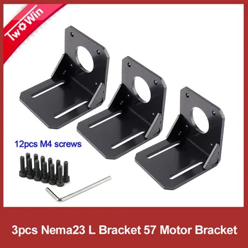 

3pcs Stepper motor NEMA 23 motor Mounting L Bracket Mount Motor Holder for nema23 Motor with 3sets mounting screws