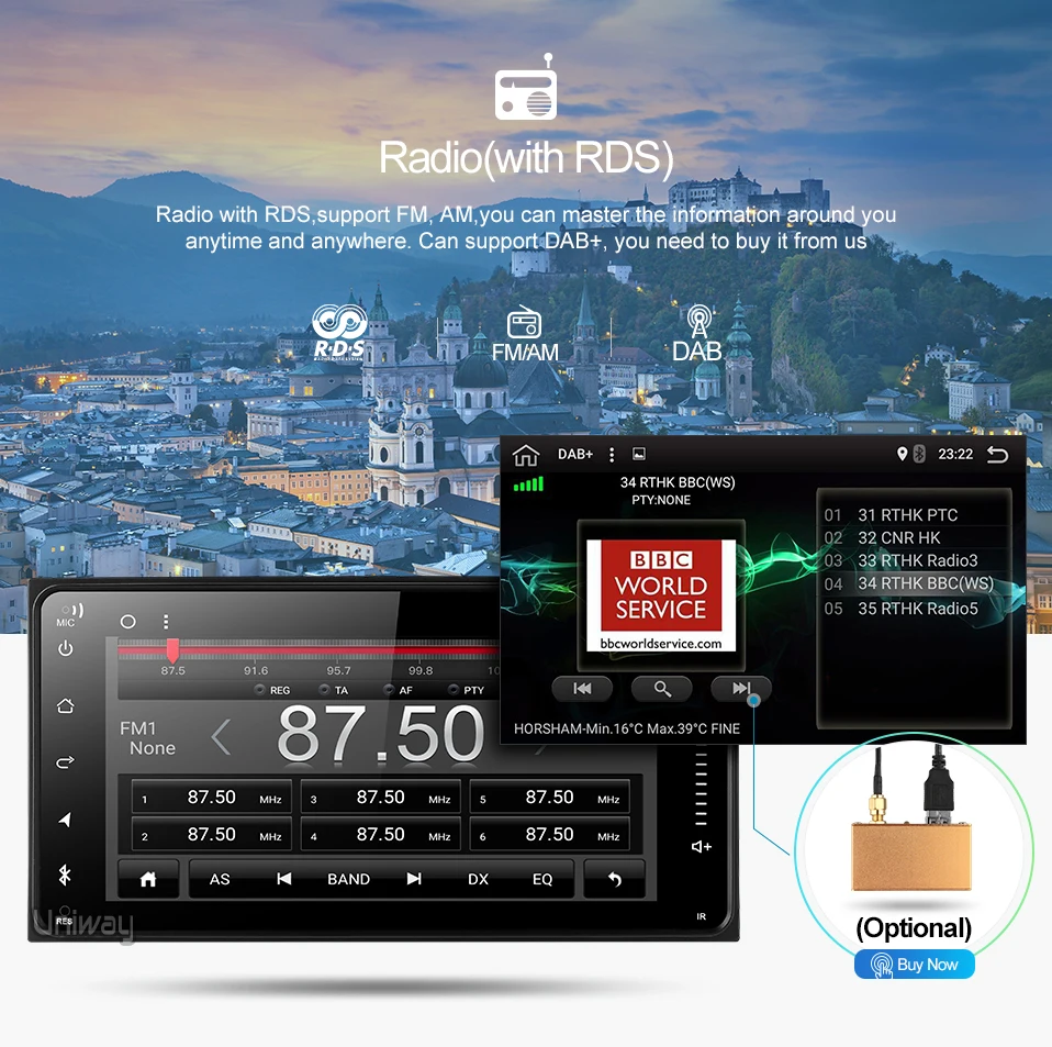 Cheap uniway AHG7071 2G+32G android 9.0 car dvd for toyota avensis hilux old camry RAV4 car radio gps navigatrion 13