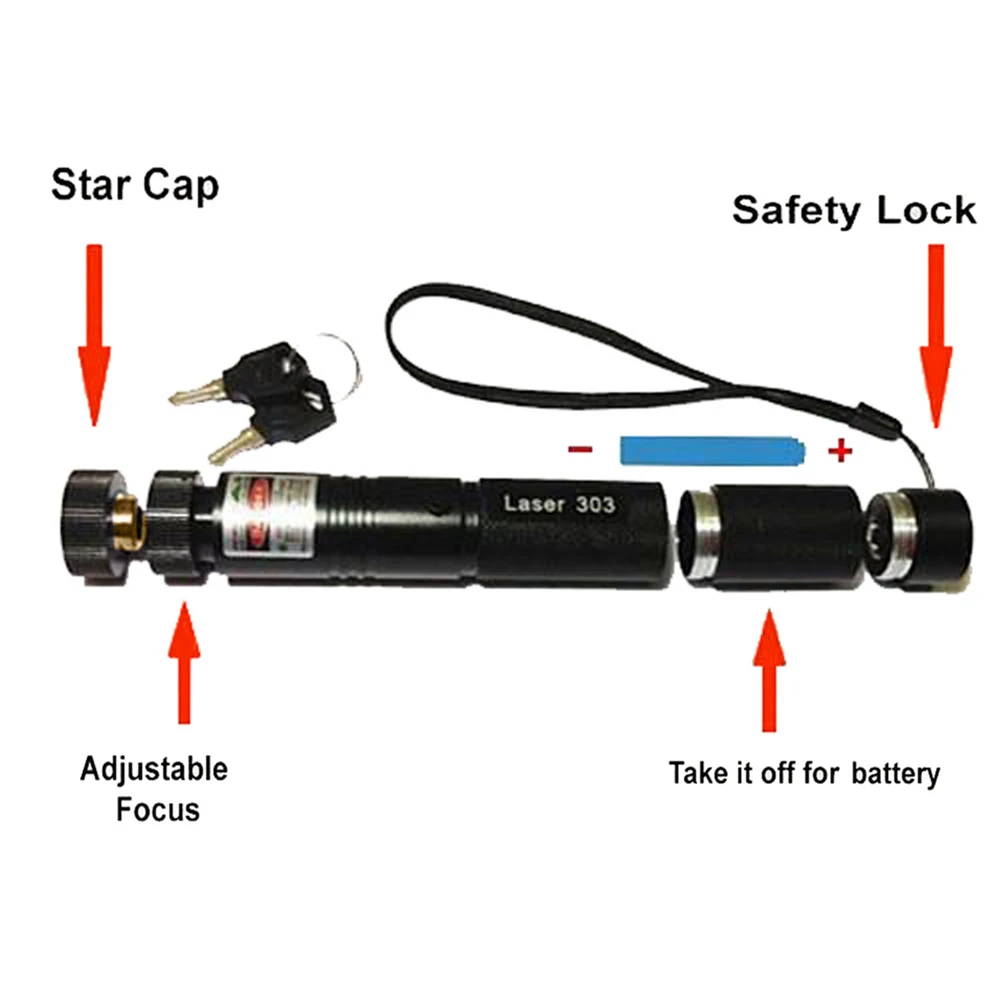 Наружная лазерная указка зеленый прицел лазерная указка 303 10000 м 532 нм мощное устройство Регулируемый фокус лазер с лазером 303 Star Caps