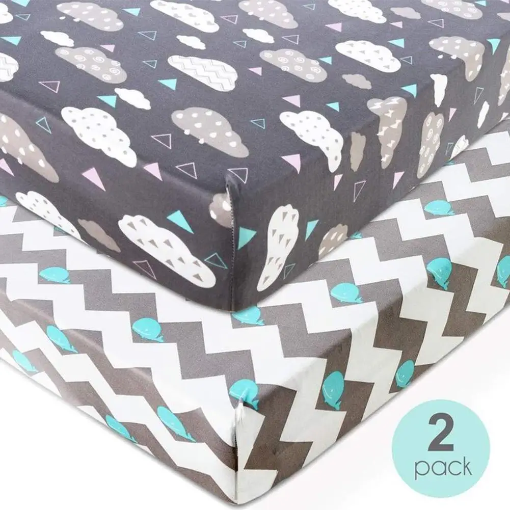 

Baby Knitted Crib Sheet Set 2 Pack Stretchy Crib Sheet For Boys Girls Universal Knit Fitted Cover For Baby Toddler Crib Bedding