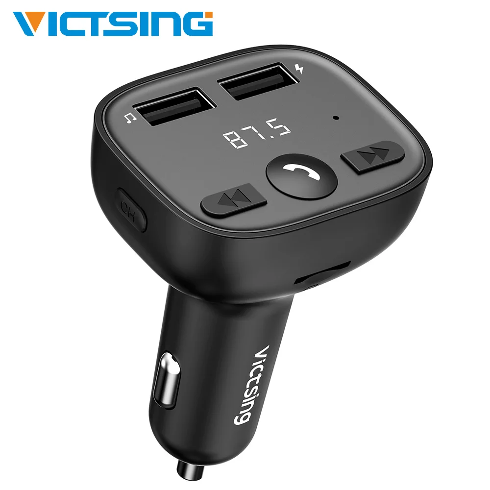 

Bluetooth FM Transmitter for Car LED Screen Radio Transmitter Wireless Bluetooth Radio Adapter Car Kit with HI-FI Stereo Sound