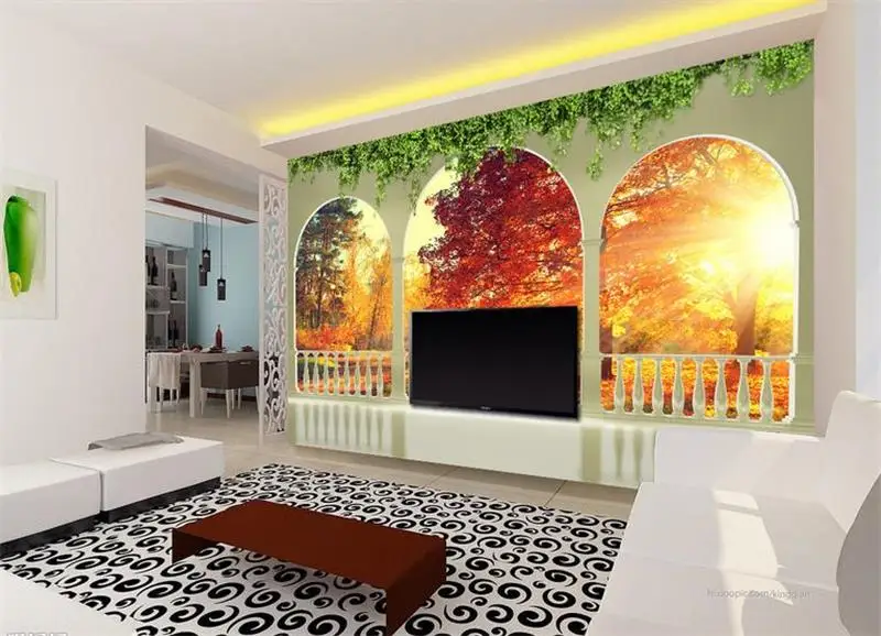 

Custom photo 3d wallpaper Non-woven mural Balcony arches woods decoration painting 3d wall murals wallpaper for living room