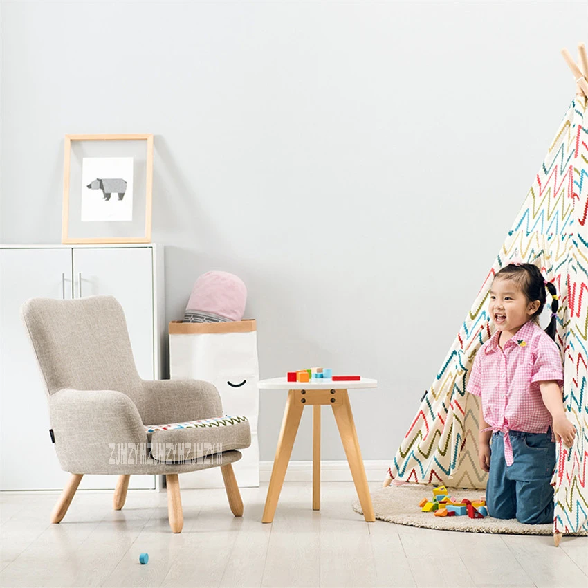  HLM-4054 Living Room Children Single Sofa Chair Balcony Bedroom Rubber Wood Foot Sofa Removable Was - 33011449265