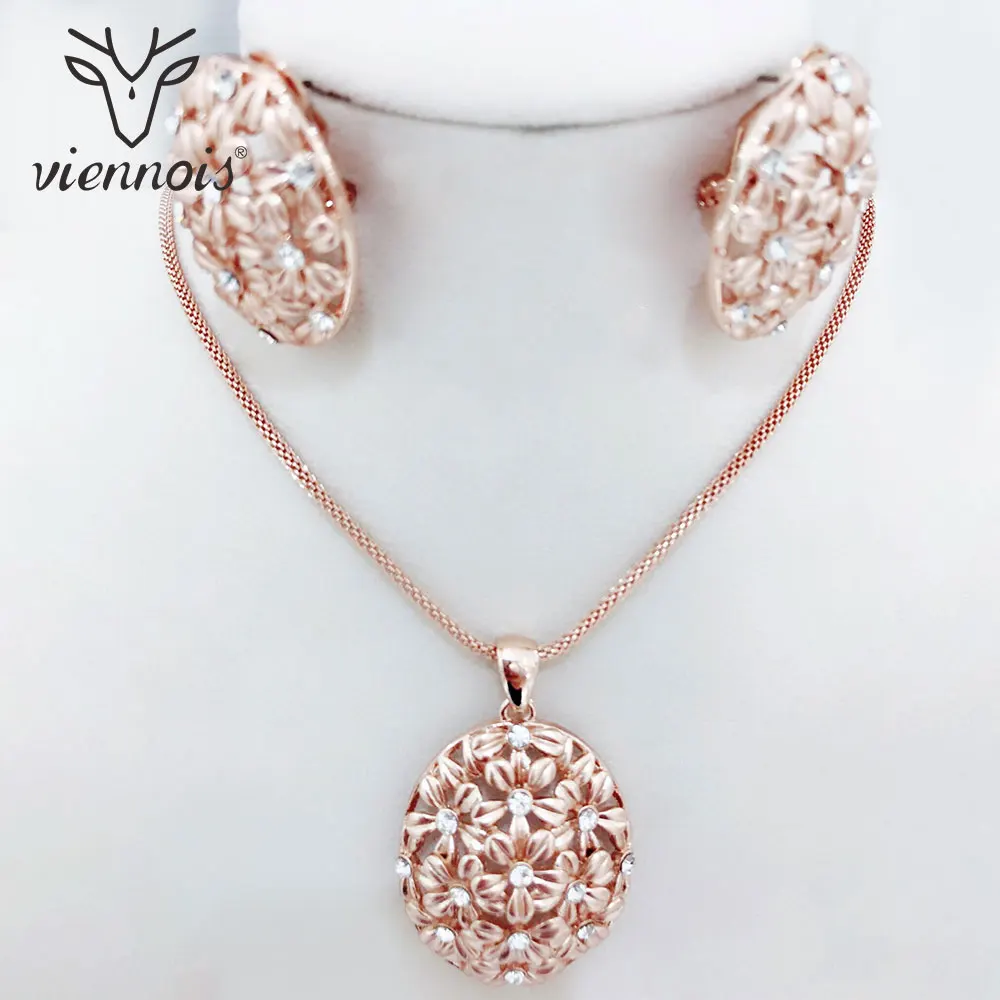 Viennois розовое золото/золото цвет полые Овальный Цветок горный хрусталь кристалл