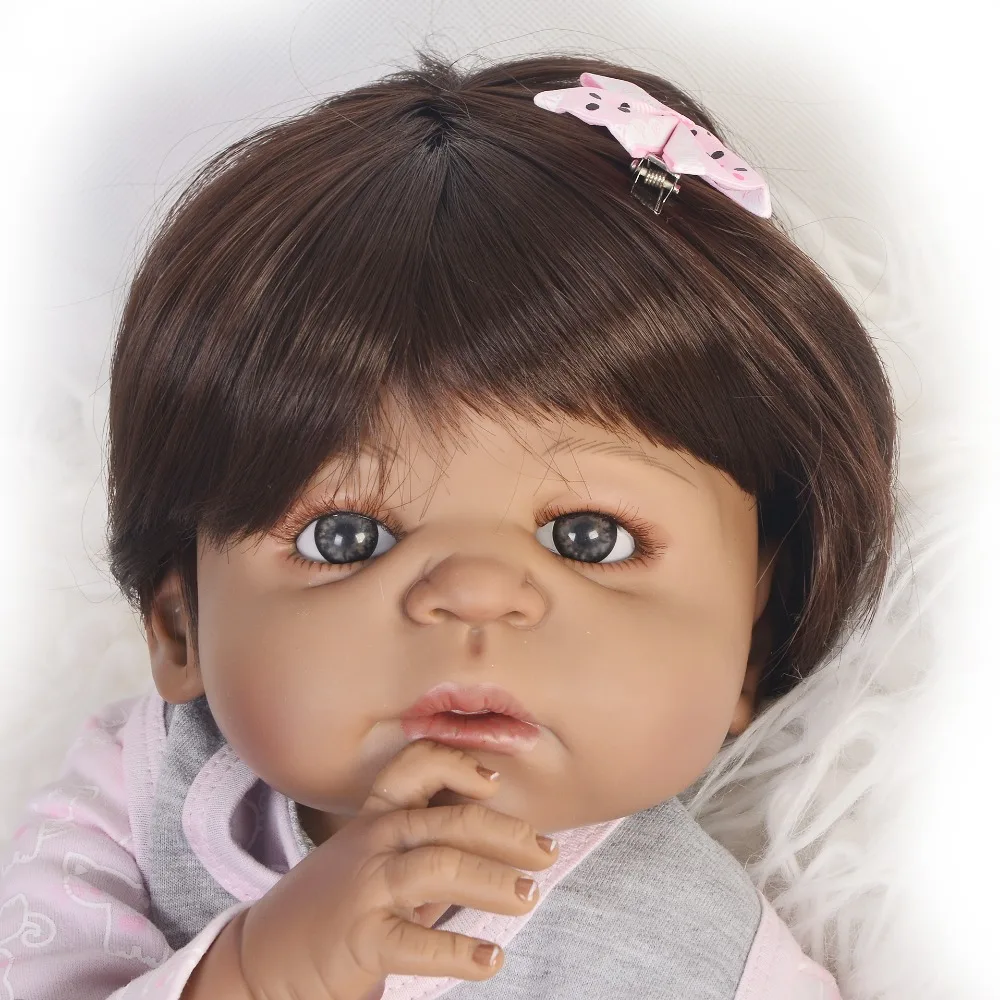 KEIUMI Реалистичная кукла Reborn Baby 57 см полностью виниловая черная кожа девочка