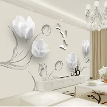 Модный простой тюльпан бабочка фотообои 3D гостиная ТВ диван фон настенная ткань украшение Papel де Parede 3D