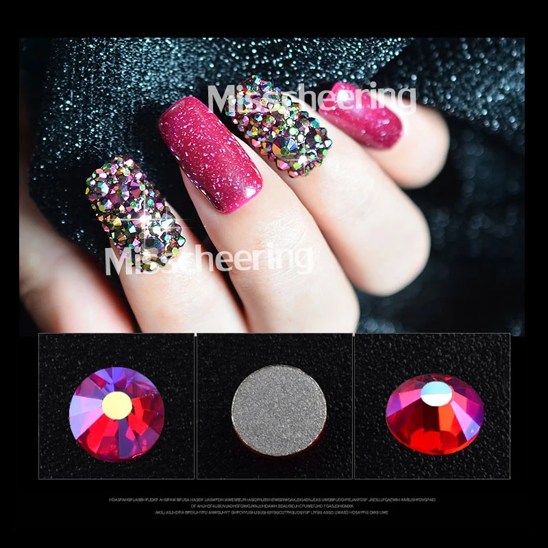 Разноцветные SS4-SS16 стеклянные стразы для ногтей 3D Подвески хрустальные ab стеклянные стразы для украшения для ногтей блестящие маникюрные Наконечники 14 цветов