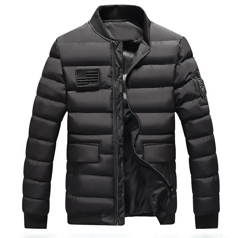 Новинка, зимняя куртка-бомбер в стиле милитари, мужская куртка с флагом США, армейская тактическая куртка, теплая верхняя одежда, парка, мужская хлопковая куртка-пилот, 4XL 5XL - Цвет: Черный