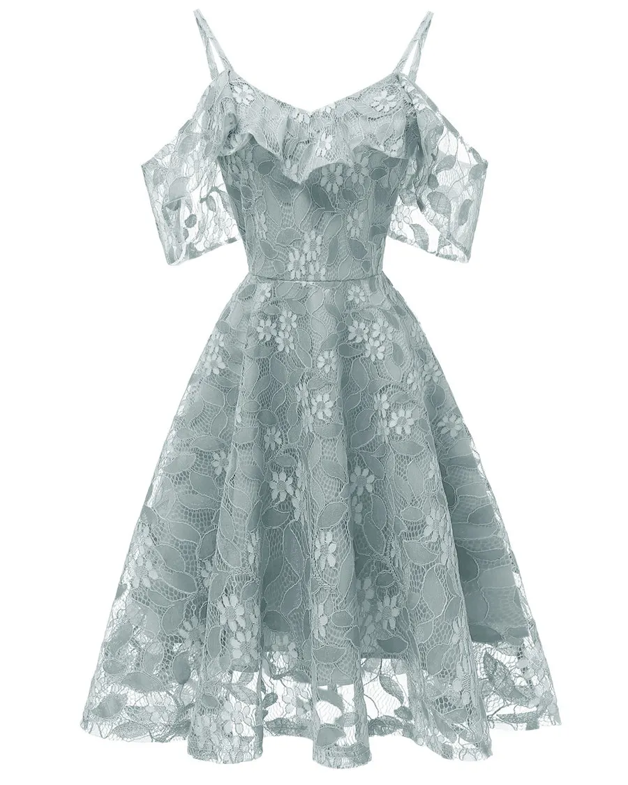 Gladiolus Spaghetti Strap Summer Dress Women Sleeveless V Neck Lace Hollow Sexy Vintage Party Dress 2019 Evening Ladies Dresses (28)