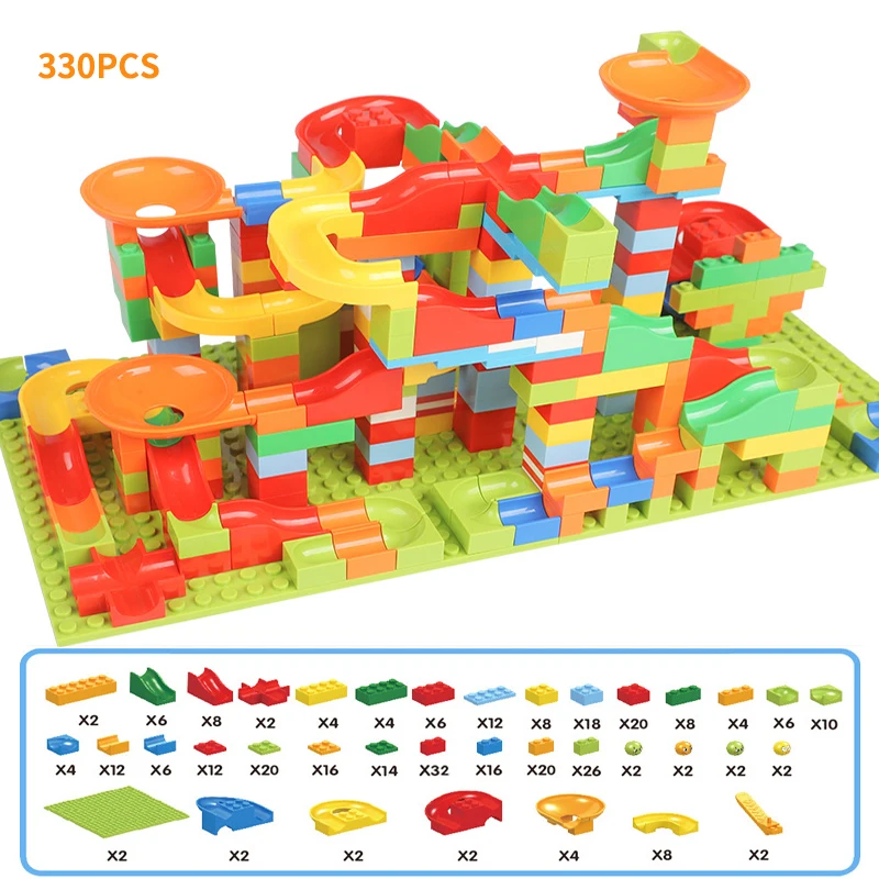 Cheap 330PCS Marble Race Run Maze Ball Track Building Blocks ABS Funnel Slide Assemble Bricks Mini Size Blocks Toys For Children Gifts