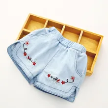 Винтаж вышивка из джинсовой ткани, детские короткие носки уютные хлопковые джинсы, шорты для маленьких девочек в ковбойском стиле Штаны детская одежда летние 2-10Yrs