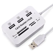 USB концентратор 2,0 USB разветвитель 3 Порты и разъёмы кард-ридер высокое Скорость Мульти USB hab все в одном USB 2,0 концентратор для ПК компьютер Тетрадь аксессуары